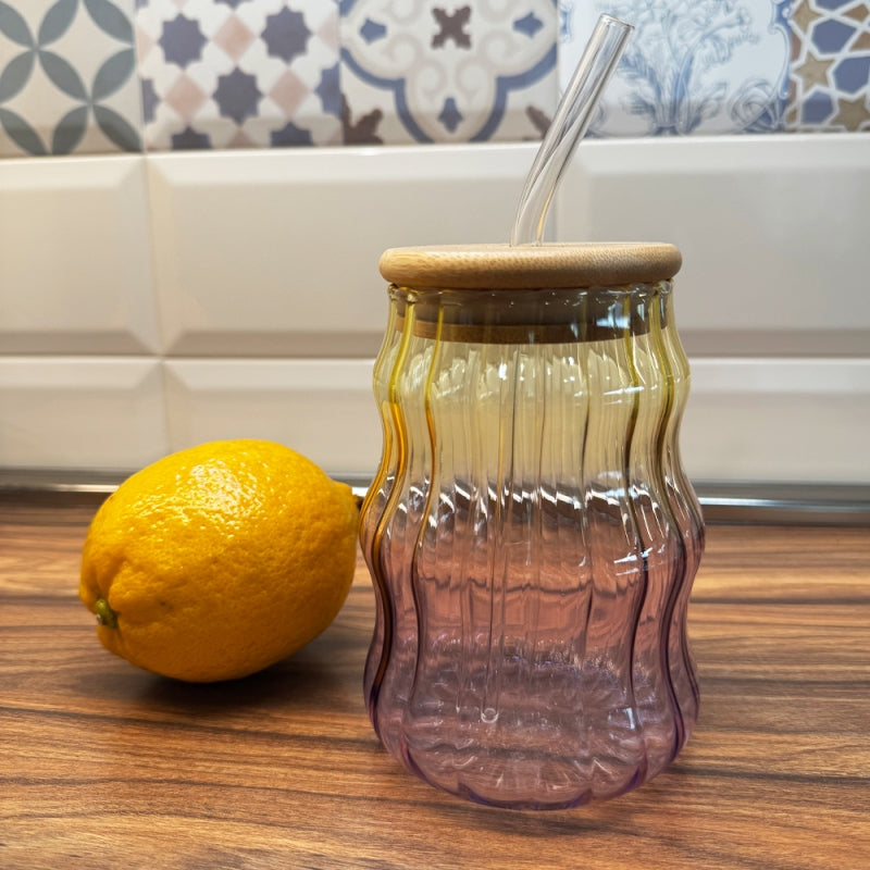 Glass Sipper With Straw Stylish & Reusable Drinking Glass