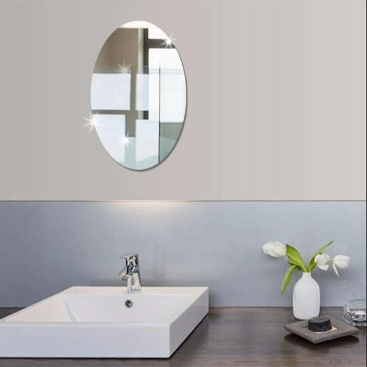 2 Pcs FlexReflect Oval Self-Adhesive Mirror(Size:12x8 Inch)