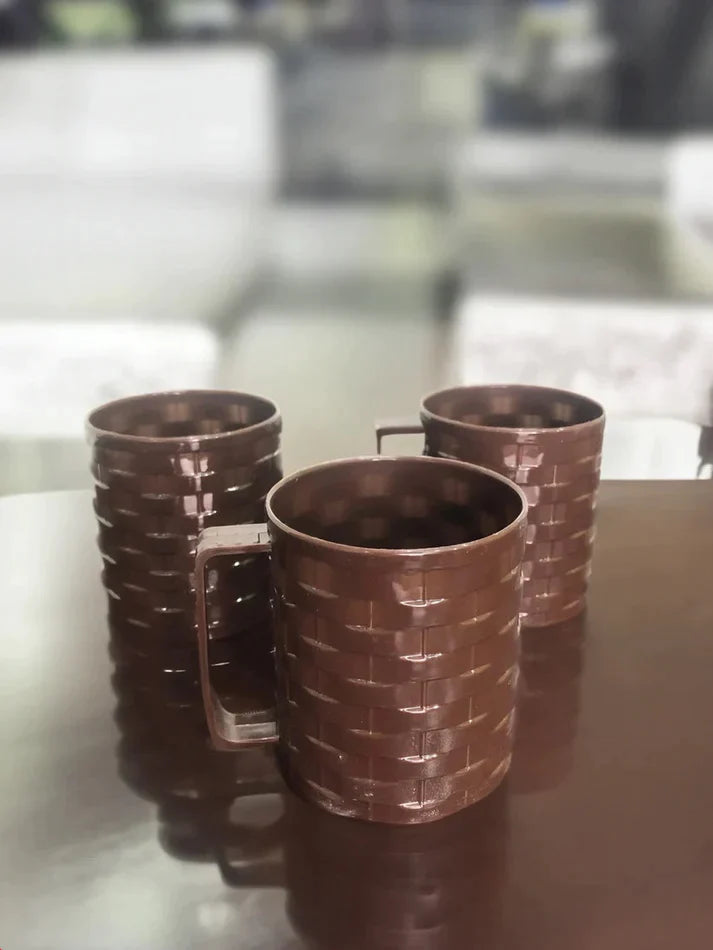 3 Pcs Plastic mug bricked style