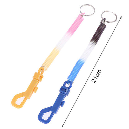 3PC Elastic Spring Coil Strap Rope Lanyard Keychain