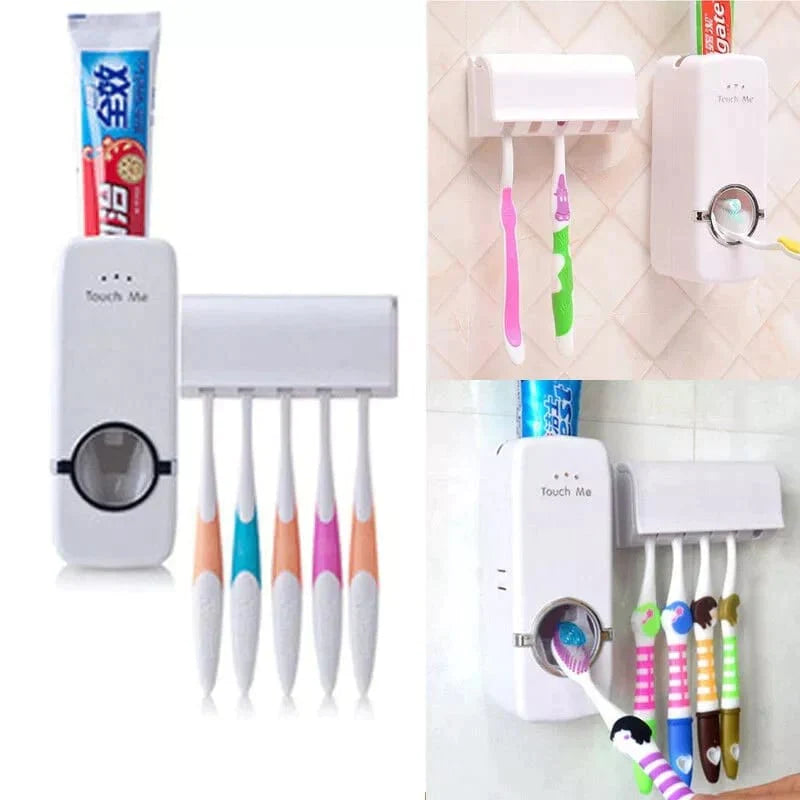 Hands Free Toothpaste Dispenser with Brush Holder, Home and Living 