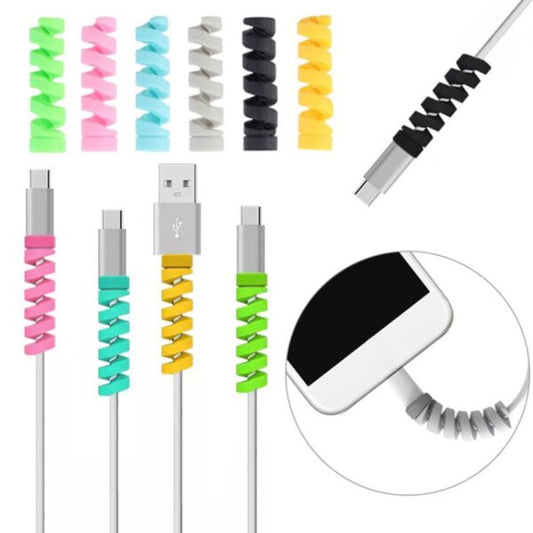 Set of 4 Spiral Silicone Cable Protectors for Android and iPhone Devices