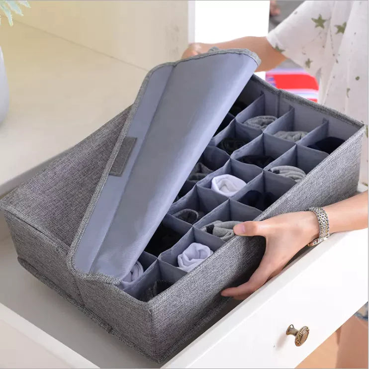 24 Grid Underwear Socks Storage Organizer With Foldable Closet Drawer Divider