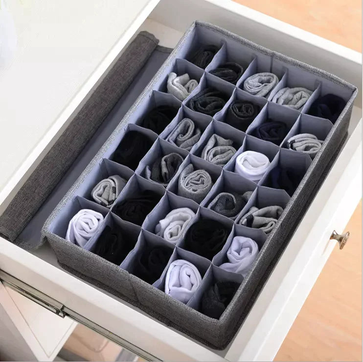 24 Grid Underwear Socks Storage Organizer With Foldable Closet Drawer Divider