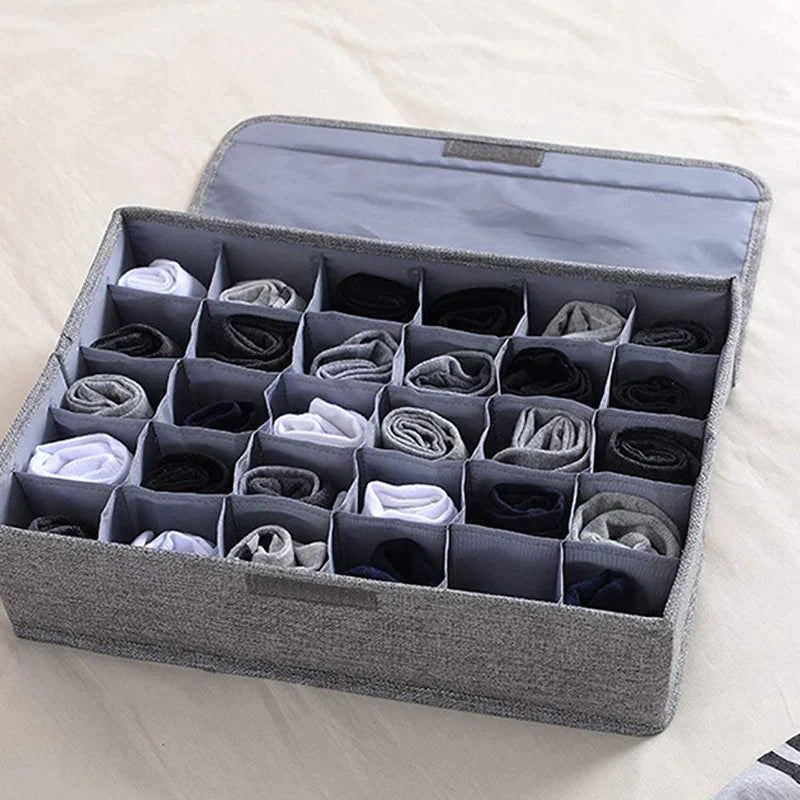 24 Grid Underwear Socks Storage Organizer With Foldable Closet Drawer Divider