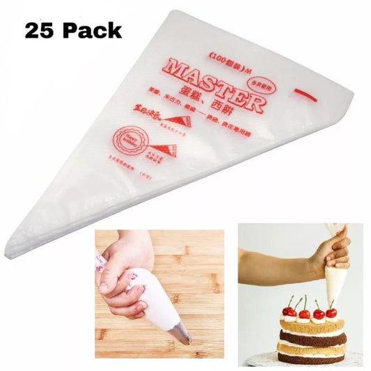 25Pcs Disposable Pastry Icing Bag Cake Decorating All Size nozzles Pastry Bags