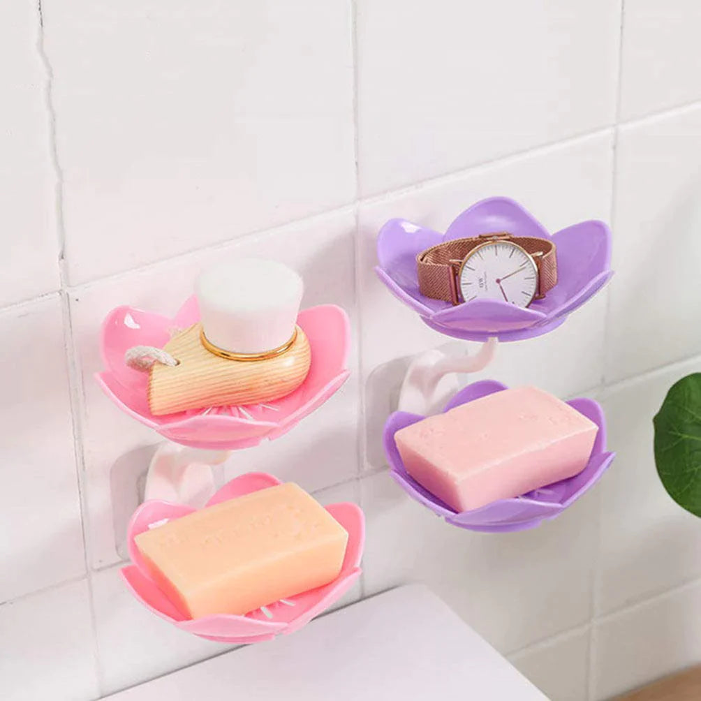 Wall Mounted Double Layer Lotus Flower Shaped Soap Holder